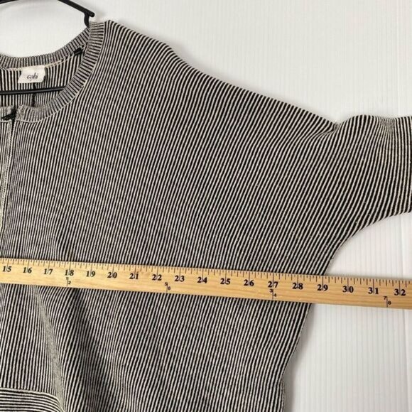 Cabi Striped Full Zip CUPIDS Cardigan Sweater 3/4 Sleeve Black/White Size S - Picture 4 of 13